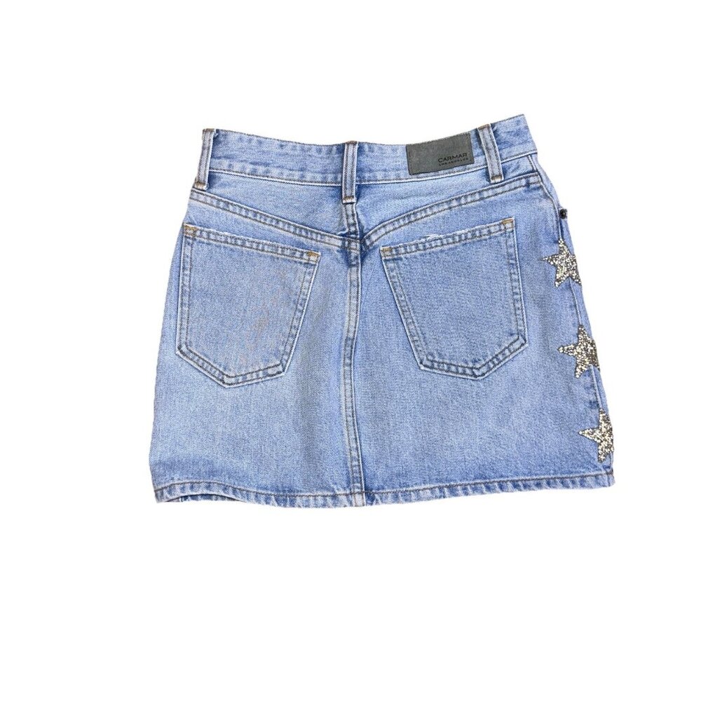 Carmar Colin Jean Skirt With Crystal Star Patches Size  25 MSRP $216 - Picture 10 of 10